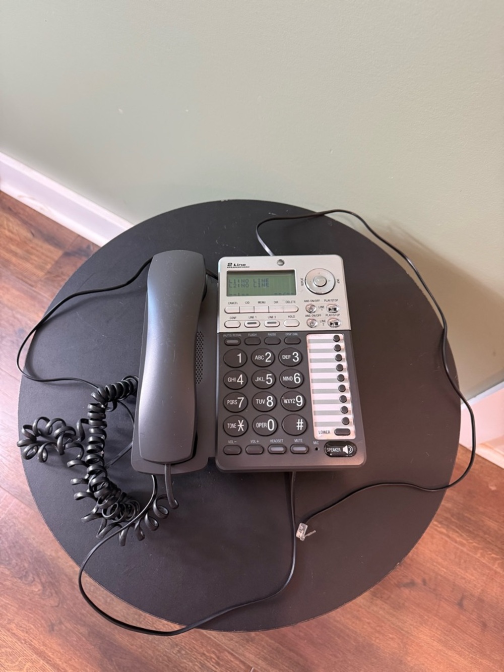 Gray Office Desk Phone with LCD Display